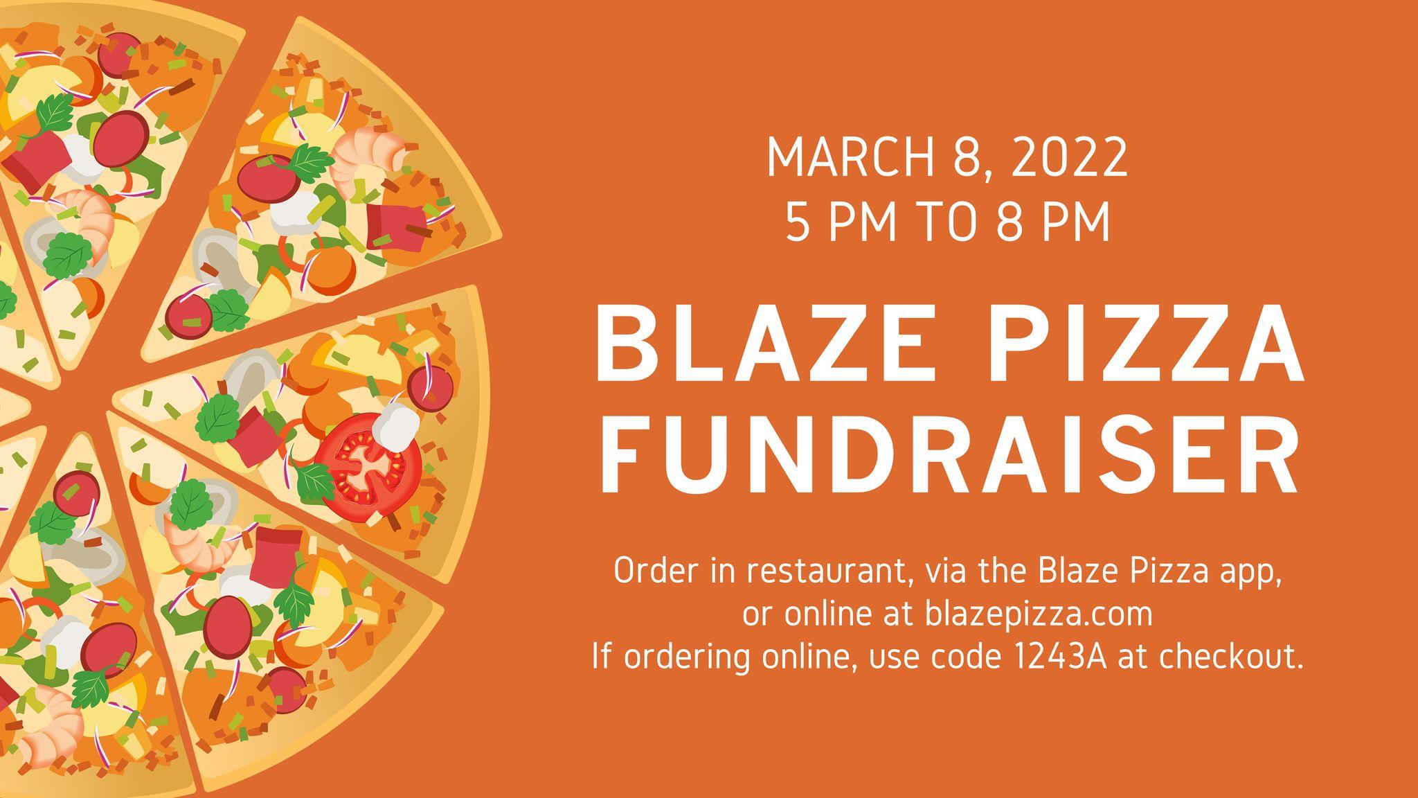 Blaze Pizza Dine-to-Donate Fundraiser Banner - March 8, 2022